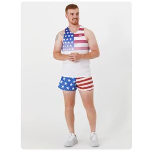 BOA Men’s USA Flag Singlet Racerback Running Tank Top Size Small